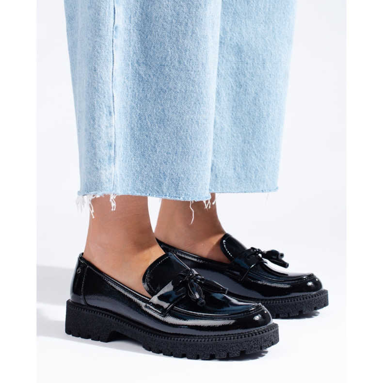 W. Potocki Mocassins noirs pour femme en cuir verni Potocki le noir 1