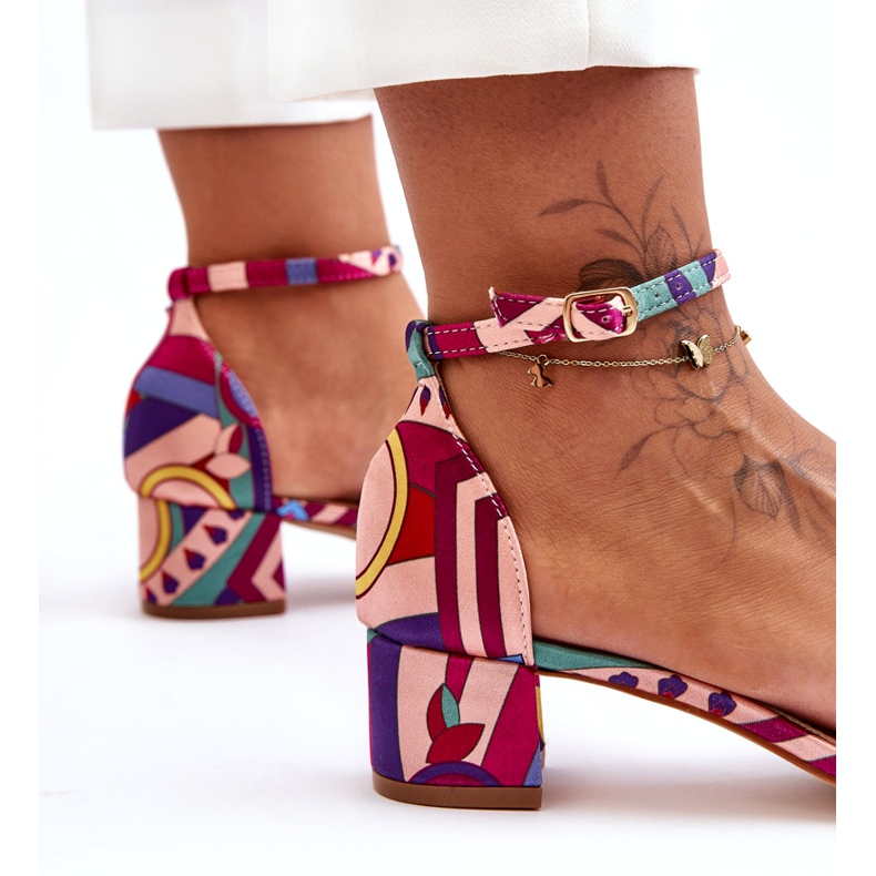 STEPHAN Sandales à talons hauts en satin à motifs Red Mix Inspire Me! multicolore 3