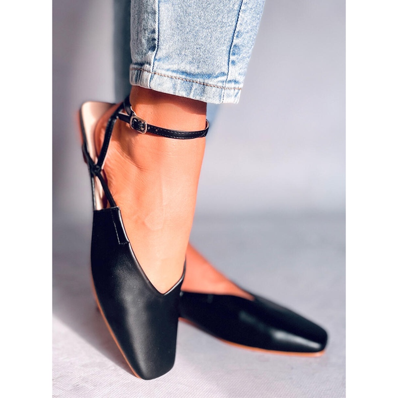 Ballerines à talon ouvert de Gianna Black le noir 1