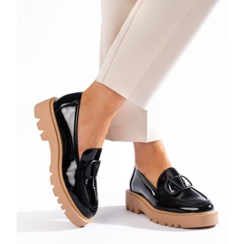 Mocassins classiques pour femmes sur la plate-forme Vinceza noire 1
