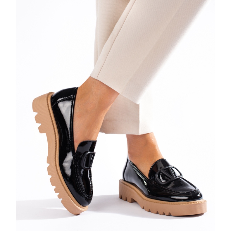 Mocassins classiques pour femmes sur la plate-forme Vinceza noire 1