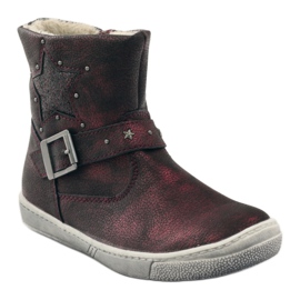American Club Bottes d'hiver, bottes bordeaux avec une fermeture éclair américaine rouge 1