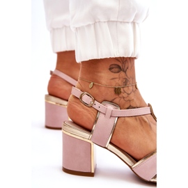 Evento Sandales à talons bas en cuir pour femmes Rose Riley 2