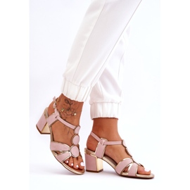 Evento Sandales à talons bas en cuir pour femmes Rose Riley 4