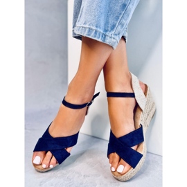 Sandales compensées espadrilles Willa bleues 2