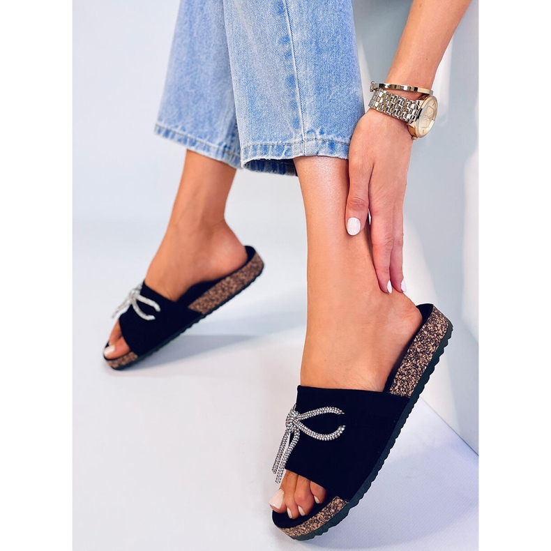 Claquettes en liège avec strass Dietz Noir 1