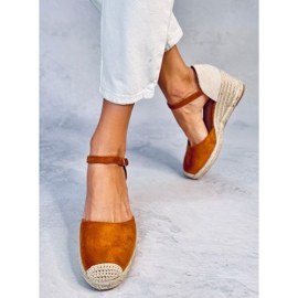 Espadrilles compensées Platten Camel brun 2