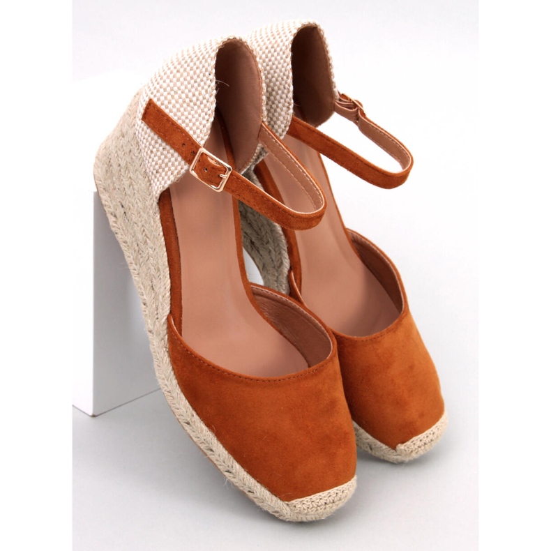 Espadrilles compensées Platten Camel brun 1