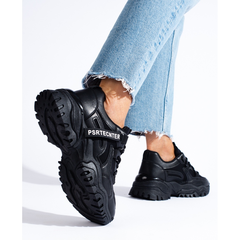 Seastar Baskets noires Shelovet femme à semelle épaisse le noir 2