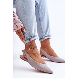 PS1 Kenra Ballerines en daim grises femme 5