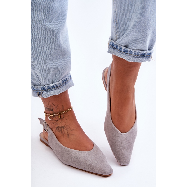 PS1 Kenra Ballerines en daim grises femme 2