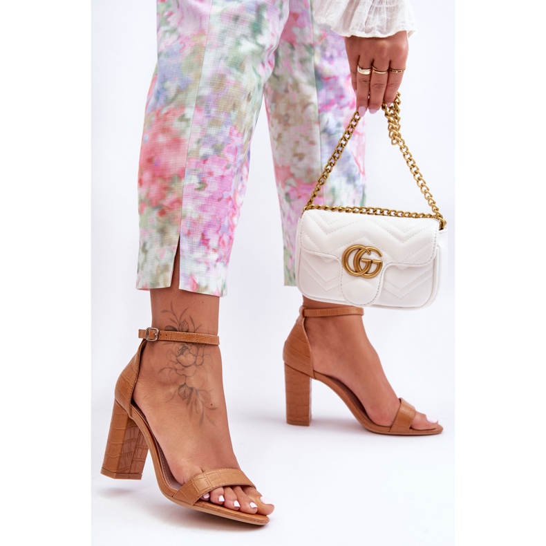 Sandales On A Pole Motif Serpent Marron Hacia brun 2