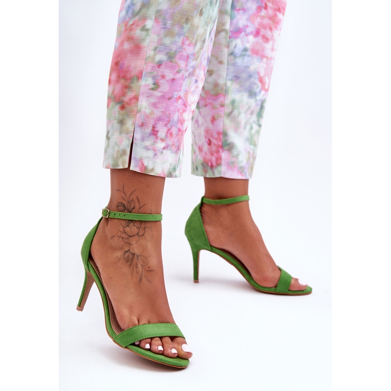 Sandales à talons hauts en daim classiques Tossa vert 2