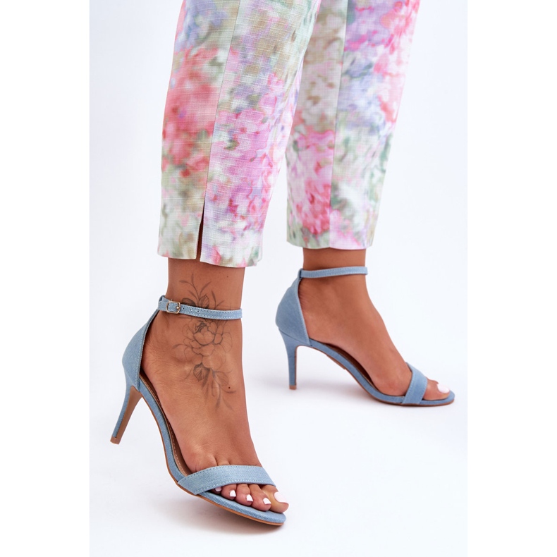 Sandales à Talons Classiques en Tissu Bleu Tossa 1