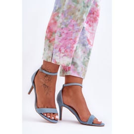 Sandales à Talons Classiques en Tissu Bleu Tossa 5