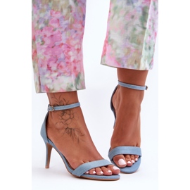 Sandales à Talons Classiques en Tissu Bleu Tossa 6