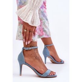 Sandales à Talons Classiques en Tissu Bleu Tossa 7