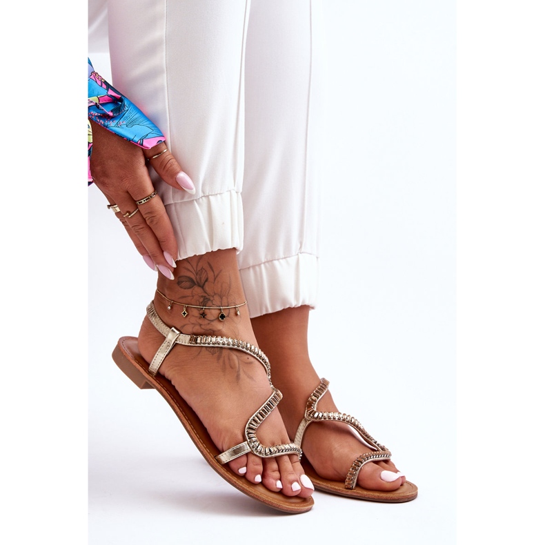 Sandales à enfiler dorées Hayen pour femmes 1