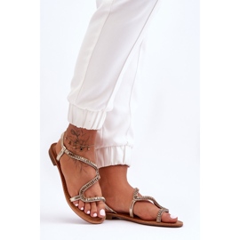 Sandales à enfiler dorées Hayen pour femmes 2