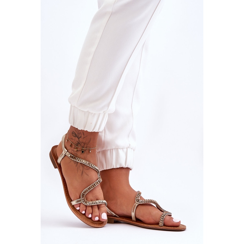 Sandales à enfiler dorées Hayen pour femmes d'or 2