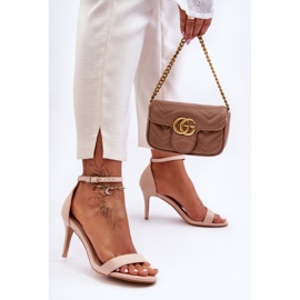 Sandales Classiques En Daim Sur Un Talon Haut Tossa Beige Clair 2