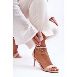Sandales Classiques En Daim Sur Un Talon Haut Tossa Beige Clair 5