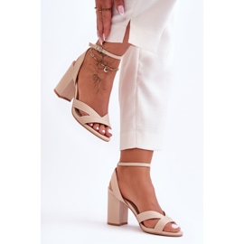Sandales Classiques En Cuir Sur Talon Zipola Beige 2