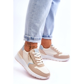 PA1 Chaussures de sport pour femmes avec fermeture éclair Beige Larisa 2