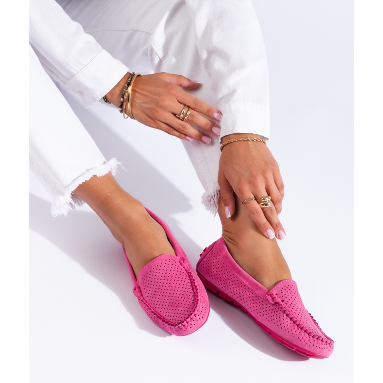 Mocassins femme ajourés Shelovet élastique fuchsia rose 1 Mocassins femme ajourés Shelovet élastique fuchsia rose 1