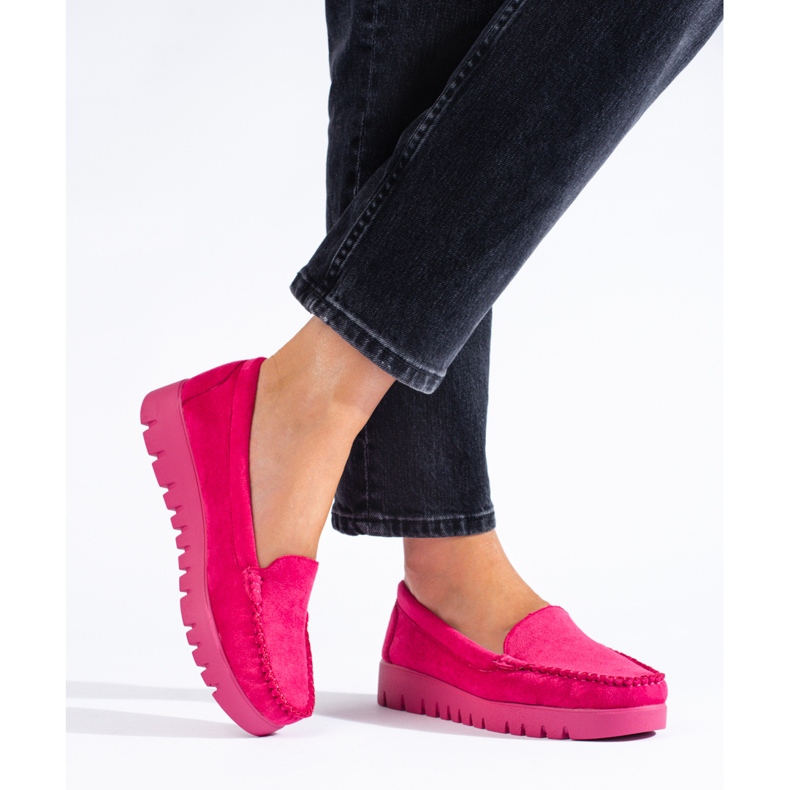 W. Potocki Mocassins à enfiler en daim rose à semelles épaisses de Potocki 2