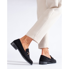 Mocassins en daim noir Shelovet avec chaîne le noir 3