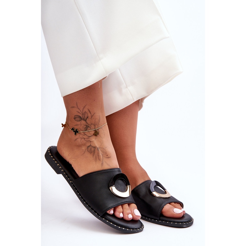 Chaussons Femme Noirs Embellis Sherry 1