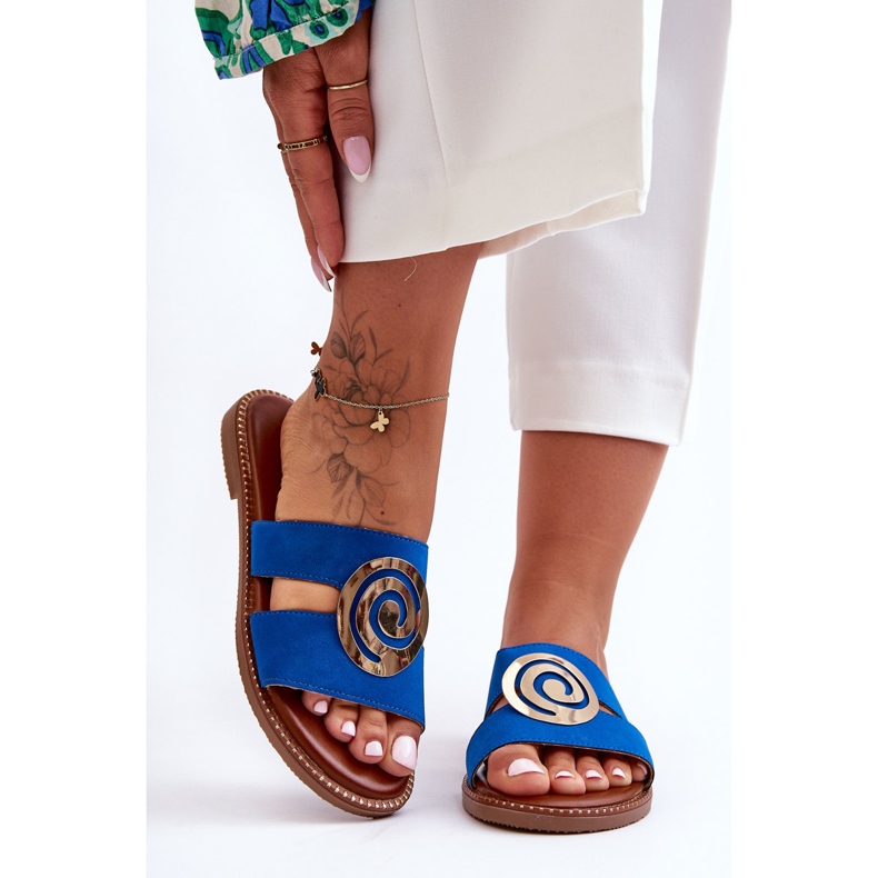 Pantoufles à la mode avec décoration miroir Blue Deep Breath bleu 2