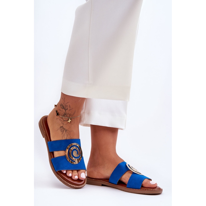 Pantoufles à la mode avec décoration miroir Blue Deep Breath bleu 1