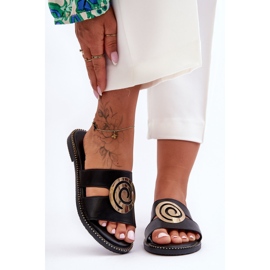 Pantoufles à la mode avec décoration miroir souffle profond noir 1