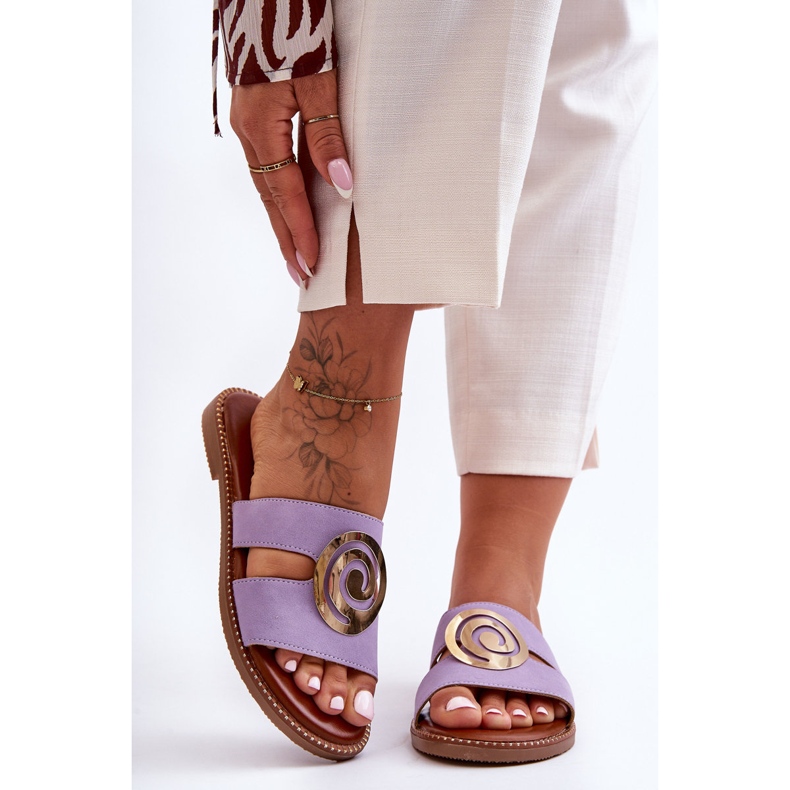 Pantoufles à la mode avec décoration miroir violet souffle profond 1