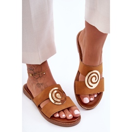 Chaussons à la mode avec décoration miroir Camel Deep Breath brun 4