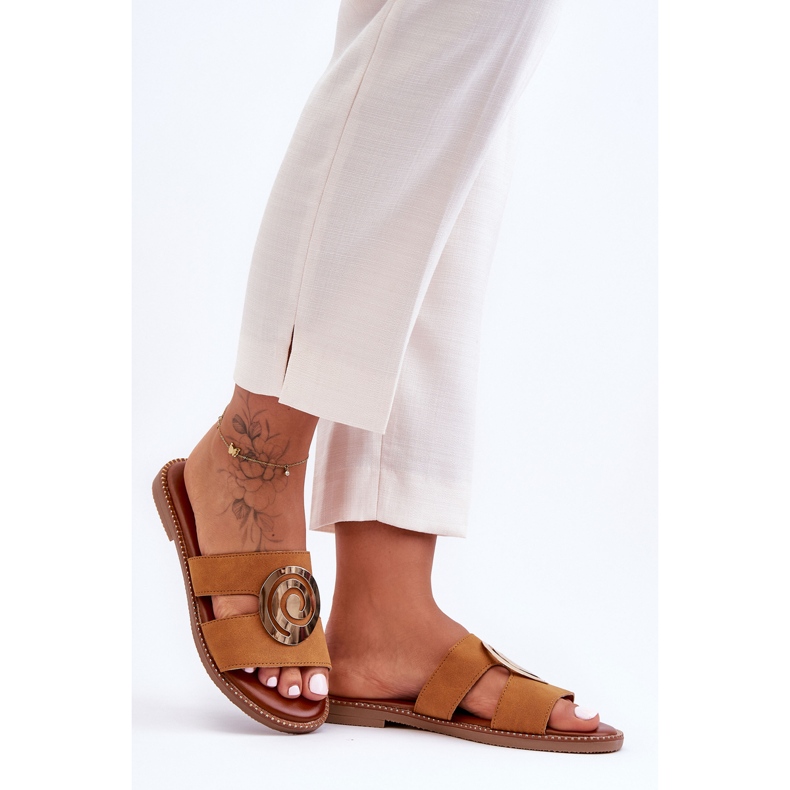 Chaussons à la mode avec décoration miroir Camel Deep Breath brun 1