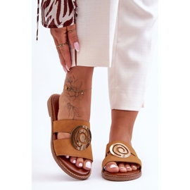 Chaussons à la mode avec décoration miroir Camel Deep Breath brun 2