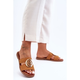 Chaussons à la mode avec décoration miroir Camel Deep Breath brun 3
