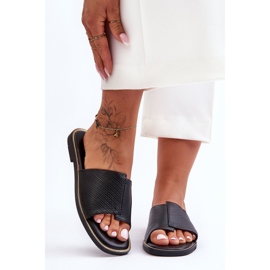 Chaussons Femme Noirs Harmony En Cuir 1