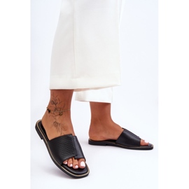 Chaussons Femme Noirs Harmony En Cuir le noir 2 Chaussons Femme Noirs Harmony En Cuir le noir 2