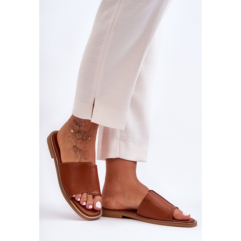 Chaussons Femme Camel Harmony En Cuir brun 1