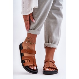 FJ1 Chaussons Velcro Classiques en Cuir pour Femme Marron Amedon brun 2 FJ1 Chaussons Velcro Classiques en Cuir pour Femme Marron Amedon brun 2