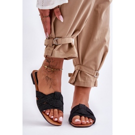 Pantoufles Aversa noires en tissu pour femmes 2