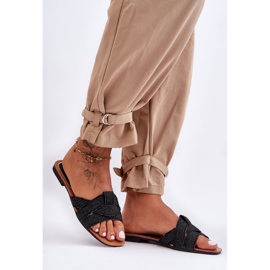 Pantoufles Aversa noires en tissu pour femmes 1