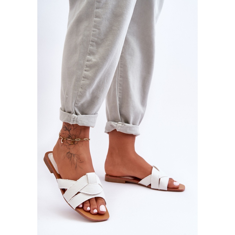 Pantoufles en tissu pour femmes Blanc Aversa 2