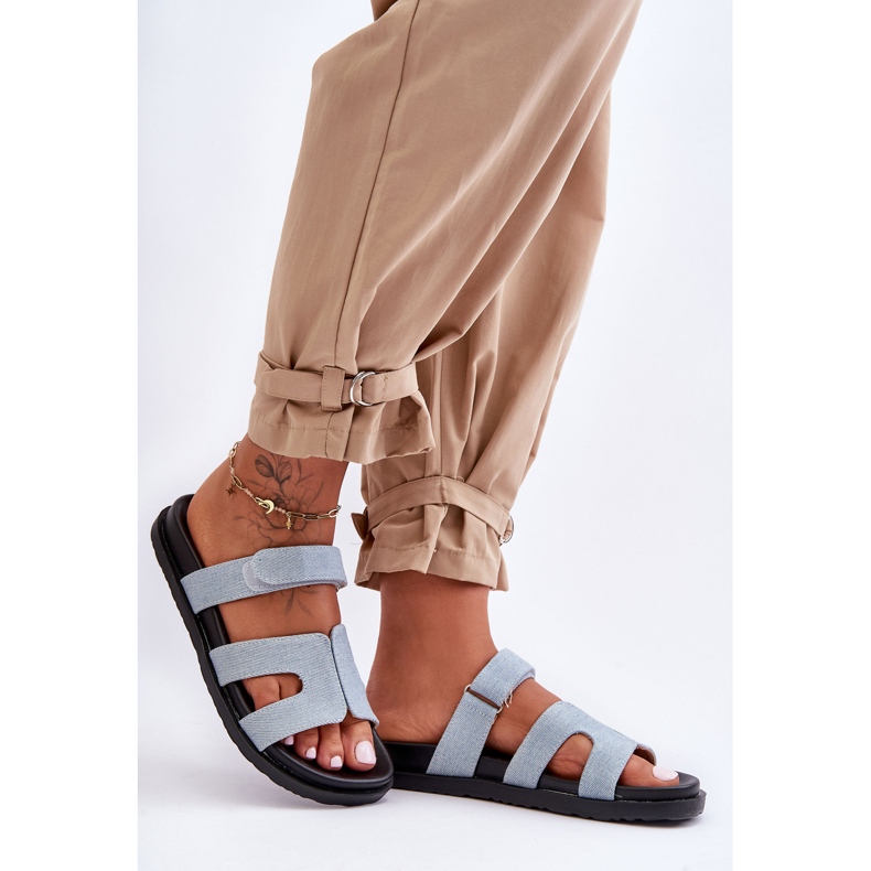 FJ1 Chaussons Velcro Tissu Femme Bleu Clair Jose 1 FJ1 Chaussons Velcro Tissu Femme Bleu Clair Jose 1