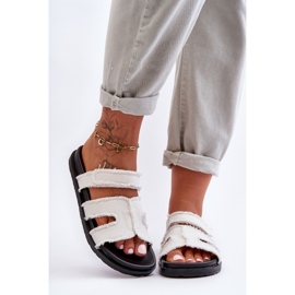 Chaussons Toile Velcro Femme Blanc Lamirose 2