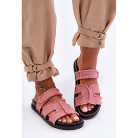 Chaussons Toile Velcro Femme Rose Lamirose 2